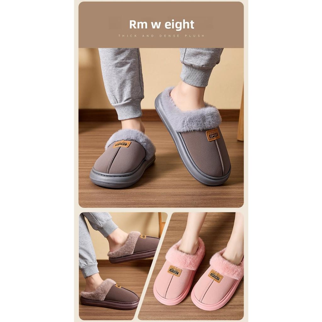 Plush Slippers EVA Thick Bottom Anti Slip Warm Plush Home Cotton Slippers for Women's Outdoor Wear