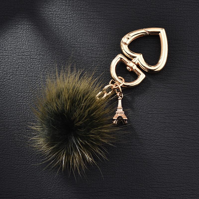 Mink Fur Love Keychain Elegant Fur Small Pendant Fur Ball Alloy Love Keychain