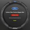 For Ford Mondeo Focus Raptor Puma Edge Explorer Ecosport Ranger F150 Kuga Car AntiSlip Carbon Fiber Leather Steering Wheel Cover UR1