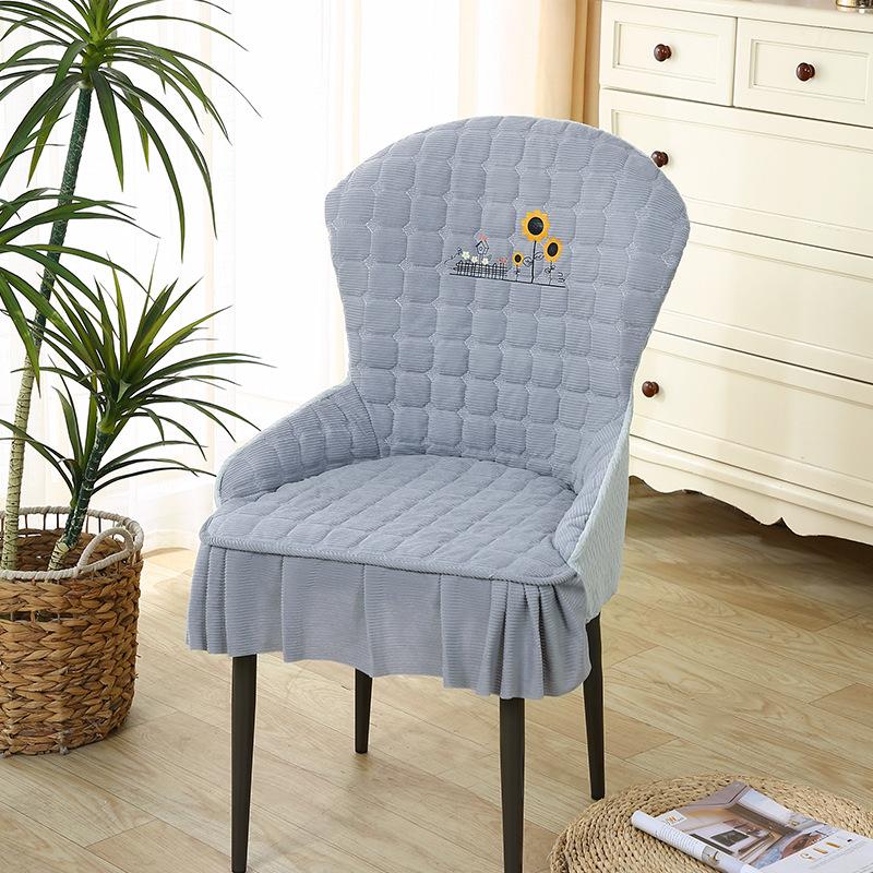 

New Chair Cover Full-inclusive Stool Set Restaurant Dining Chair Cover Stool Protective Cover Special Shape Dining Table Integrated Pad One Size