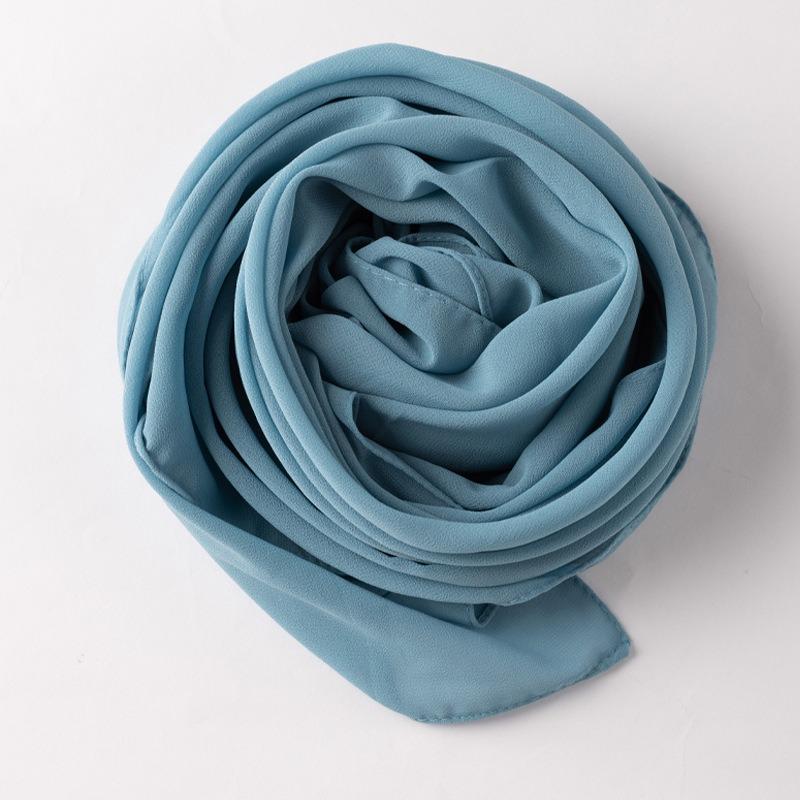 Monochrome Chiffon Square Scarf Ethnic Head Wrap For Women