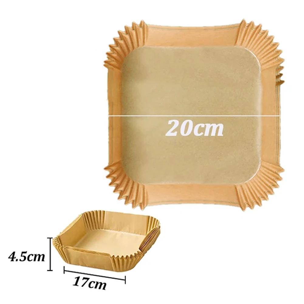 50/100Pcs Disposable Air Fryer Paper Liner Oil-proof Water-proof Paper Tray Non-Stick Baking Mat for Oven AirFryer Accessories