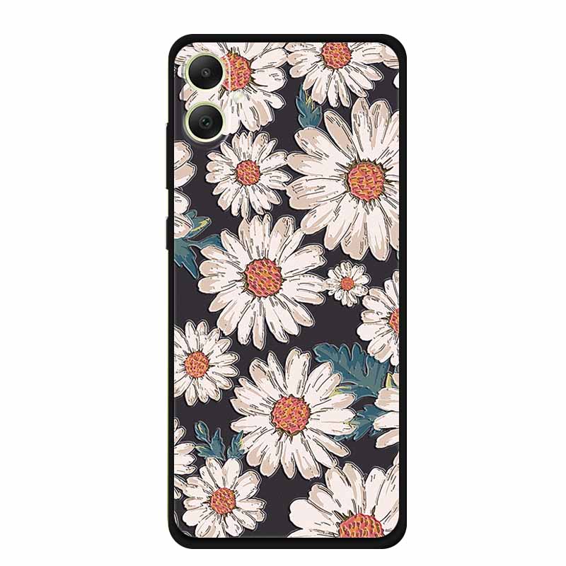 3D Emboss Case For Samsung Galaxy A06 M06 F06 A05 M05 F05 Phone Case A 06 M 05 Flower Black Silicone Soft Back Cover Coque Funda