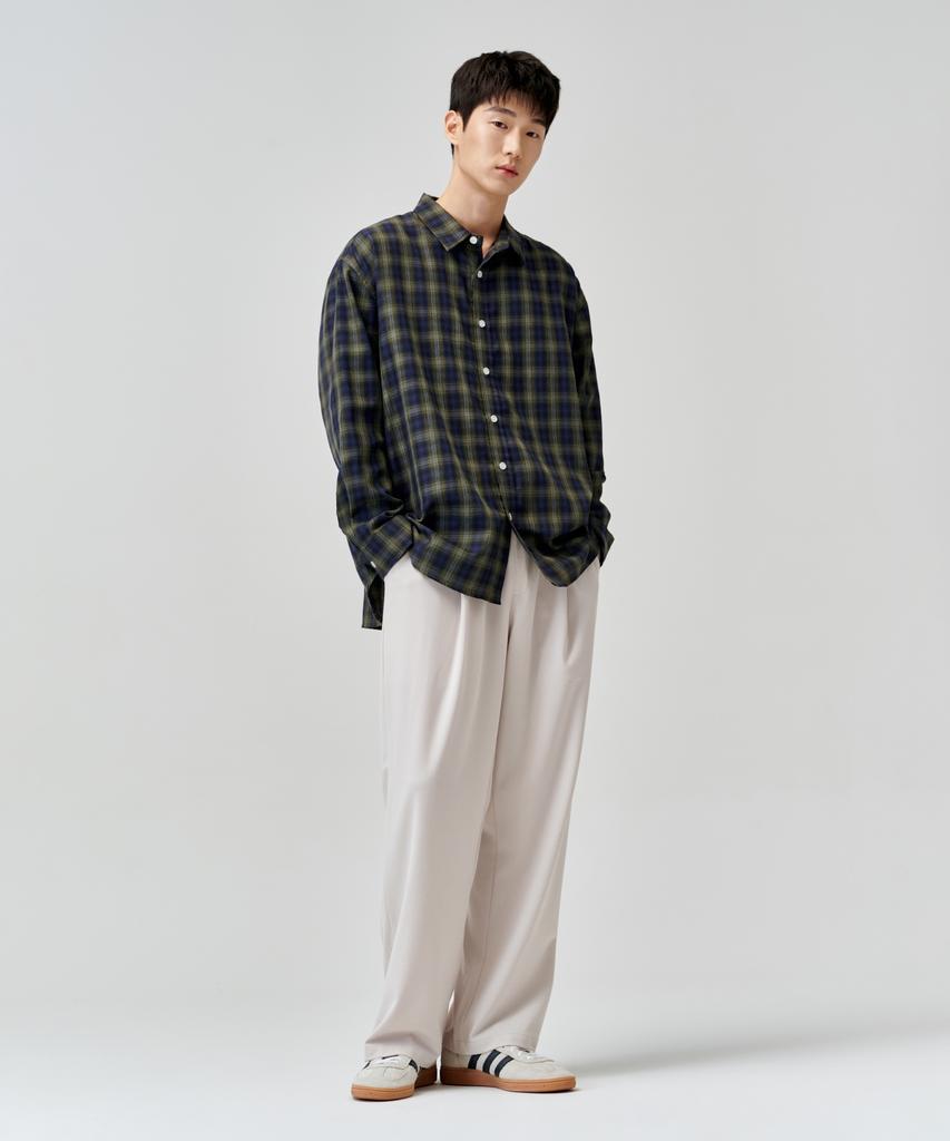 AGOD Single-Pleat Wide Elastic Waist Slacks [Cream]