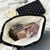 Large Capacity Jacquard Polka Dot Makeup Bag for Women, Fashion Travel Toiletry Pouch, Elegant Cute Cosmetic Organizer
