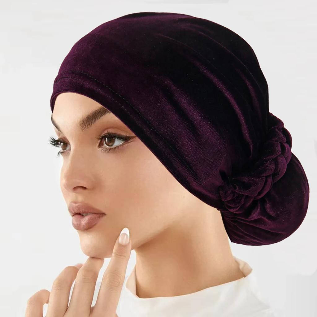 Soft Elastic Velvet Instant Turban Inner Hijabs Caps Hat Muslim Fashion Women's Headscarf Solid Color Women Hijab Bonnet
