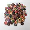 100-Pack Retro Wooden Round Buttons: 15/20/25mm Painted & Printed