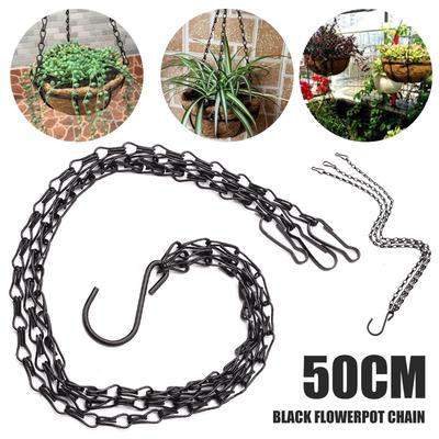 Black Flower Plant Pot Basket Holder Hanging Chain with S-shape Hooks For Home Garden Tools