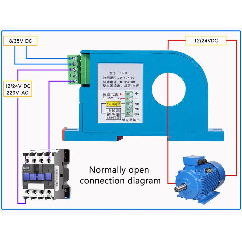 D360-50A DC Current Switch Current Sensing Relay DC Current Sensing Switch 0-300A Sensor Monitoring Relay D366