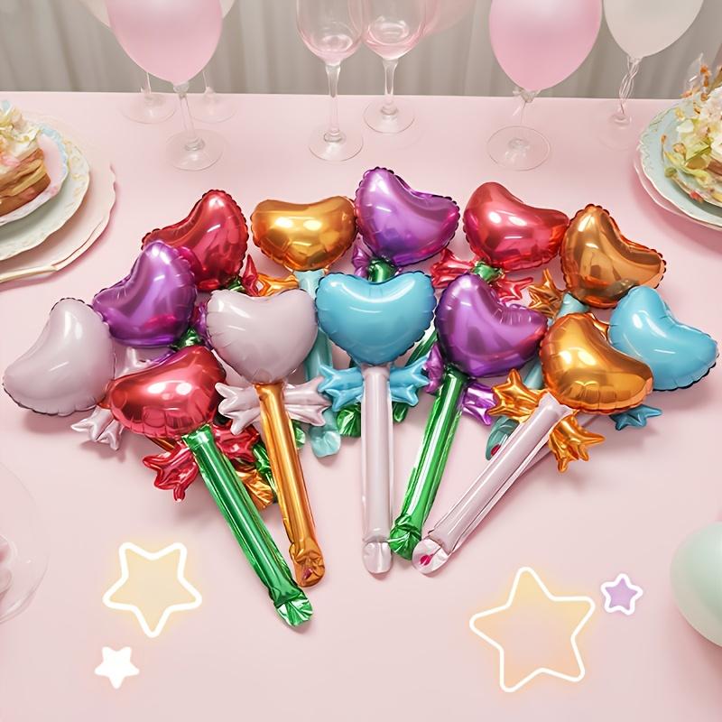 12/24pcs Heart-Shaped Fairy Wand Balloons, Perfect for Party Decorats, Weddings, Birthdays, Events, Kids' Parties & Back-To-Scho