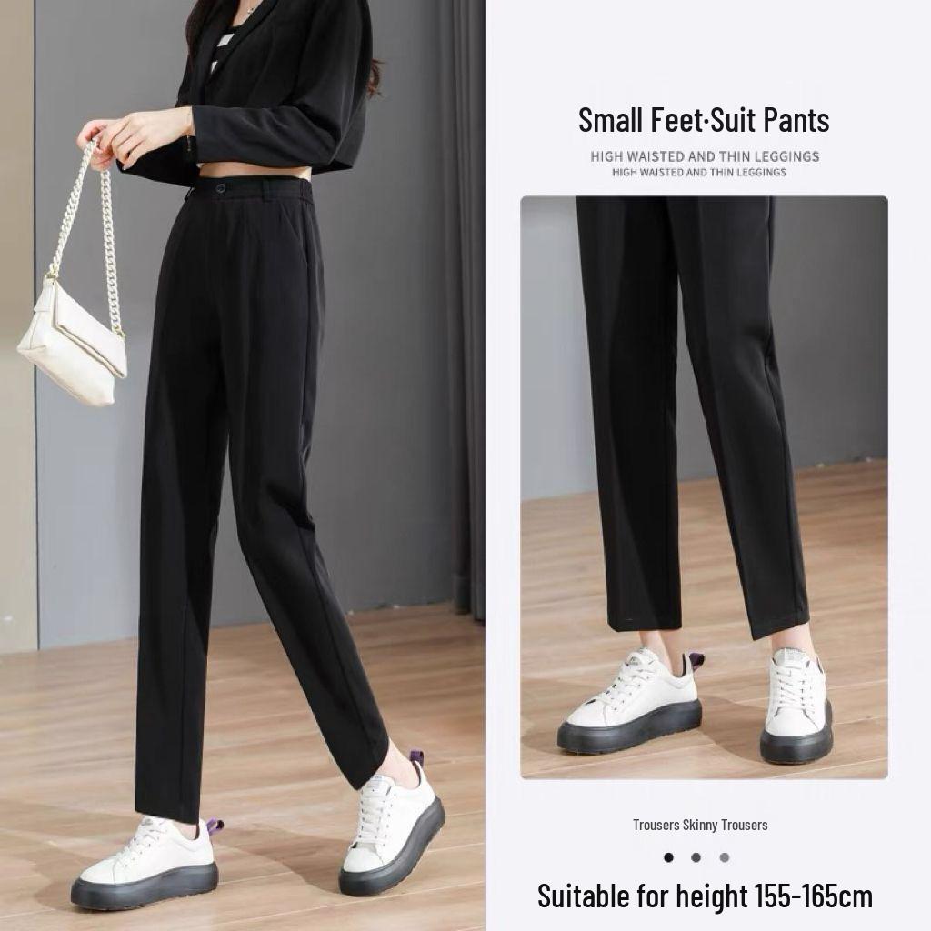 Autumn/Winter High-Waisted Slimming Black Harem Pants for Petite Women S (Recommended: 80-90 jin)