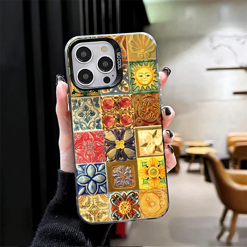 Italian Sicilian Style Floral Pattern Shockproof Phone Case for iPhone 17 Air 16 16E 15 Pro Max 14 Plus 13 Mini 12 Back Cover An