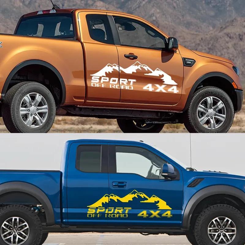 Car Sticker Pickup 4X4 Sport Off Road Graphcics Mountain Decal For Ford F150 Ranger Chevrolet Silverado Dodge Ram Isuzu Dmax