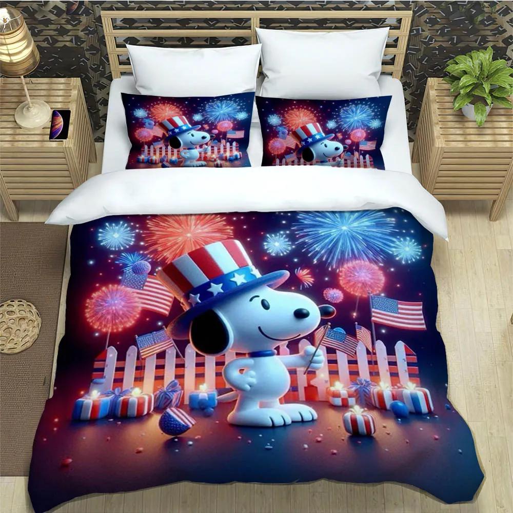 Cute Cartoon Snoopy Bedding Sets Exquisite Bed Supplies Set Duvet Cover Bed Comforter Set Bedding Set Luxury Birthday Gift