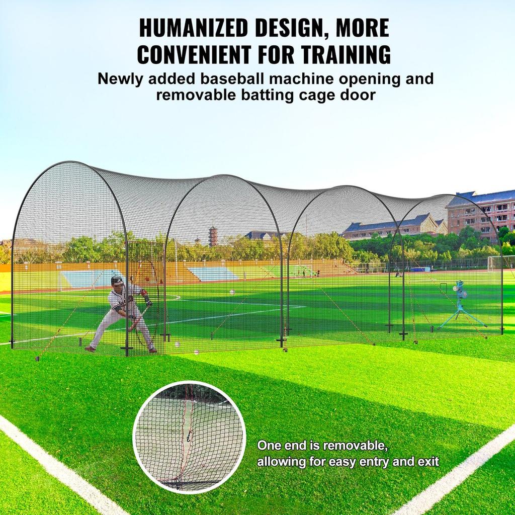 Baseball Batting Cage, Softball and Baseball Batting Cage Net and Frame, Practice Portable Cage Net with Carry Bag, Heavy Duty Enclosed Pitching Cage,