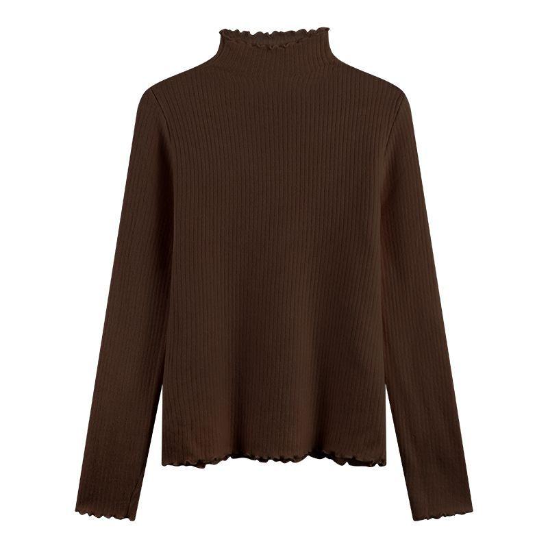 Herbst Winter Halber Rollkragen Elegante Oberteile Damen Französischer Vintage Slim Basic Langarm Kleidung High Street Casual Strickpullover