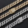 Hip Hop Shining Fashion Style 12MM Wide Buckle Diamond Cuban Necklace Bracelet Set with 5A Zircon Exquisite Jewelry
