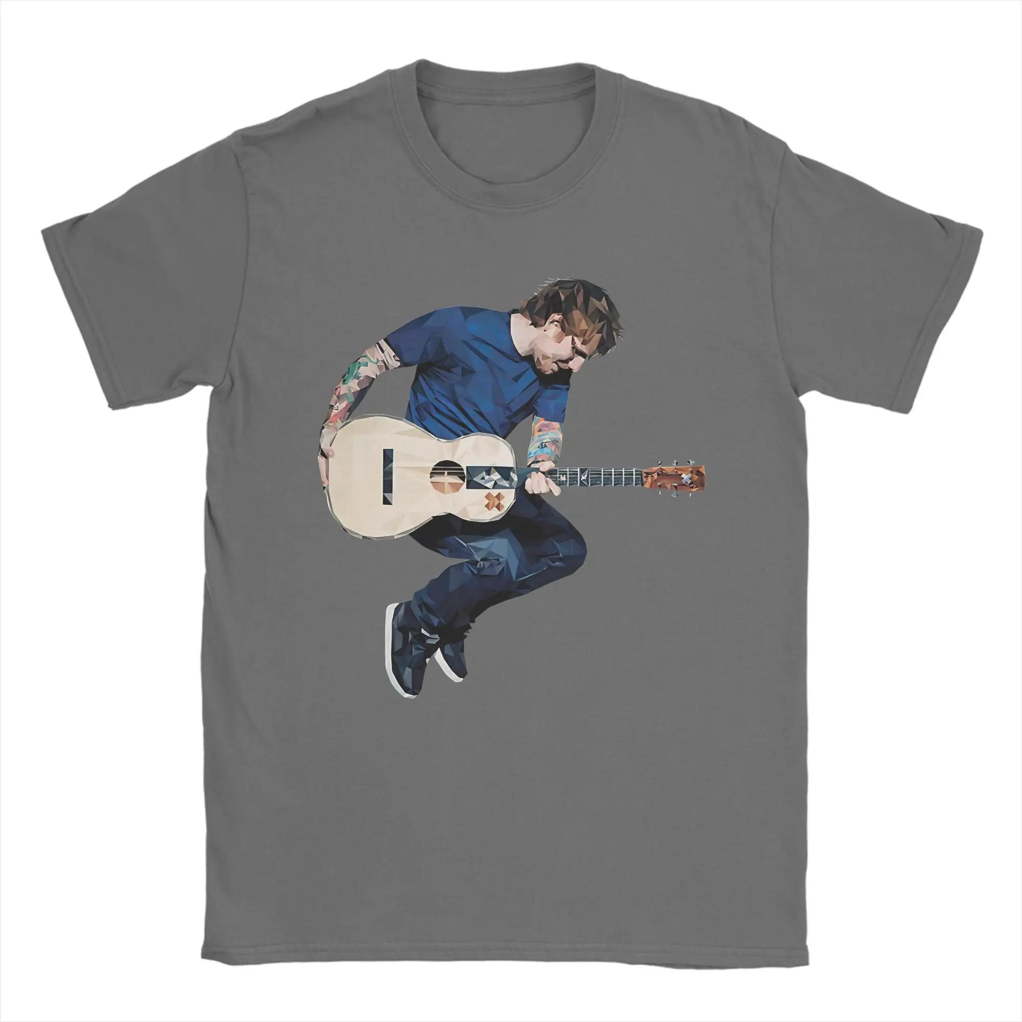 Men Ed Sheeran T Shirts  Pure Cotton Clothes Unique Short Sleeve Crew Neck Tees Plus Size T-Shirt S темно серый