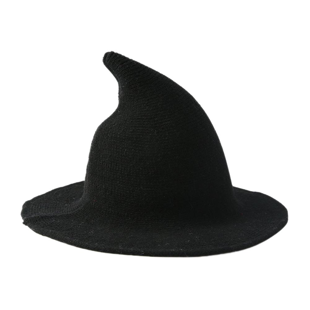 Halloween Woman Witch Hat Costume Wool Knit Hat for Party Coseplay Masquerade Hat Festival Decoration Accessories