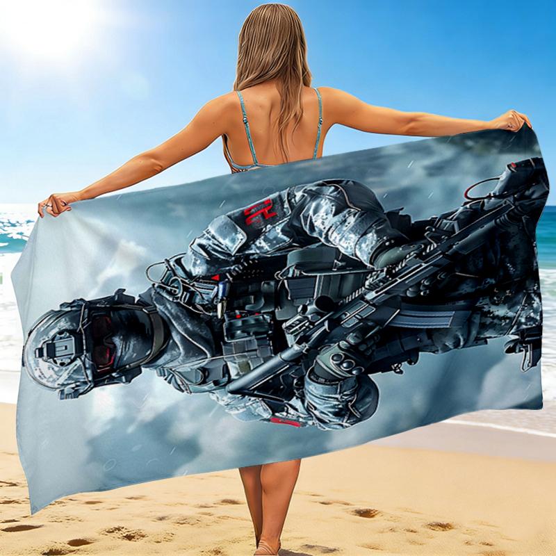 1Pc Future Soldier Armor Beach Towel Quick Dry Multiuse For Beach Pool Gym Yoga Home Travel Christmas Halloween Xmas Gift G1146