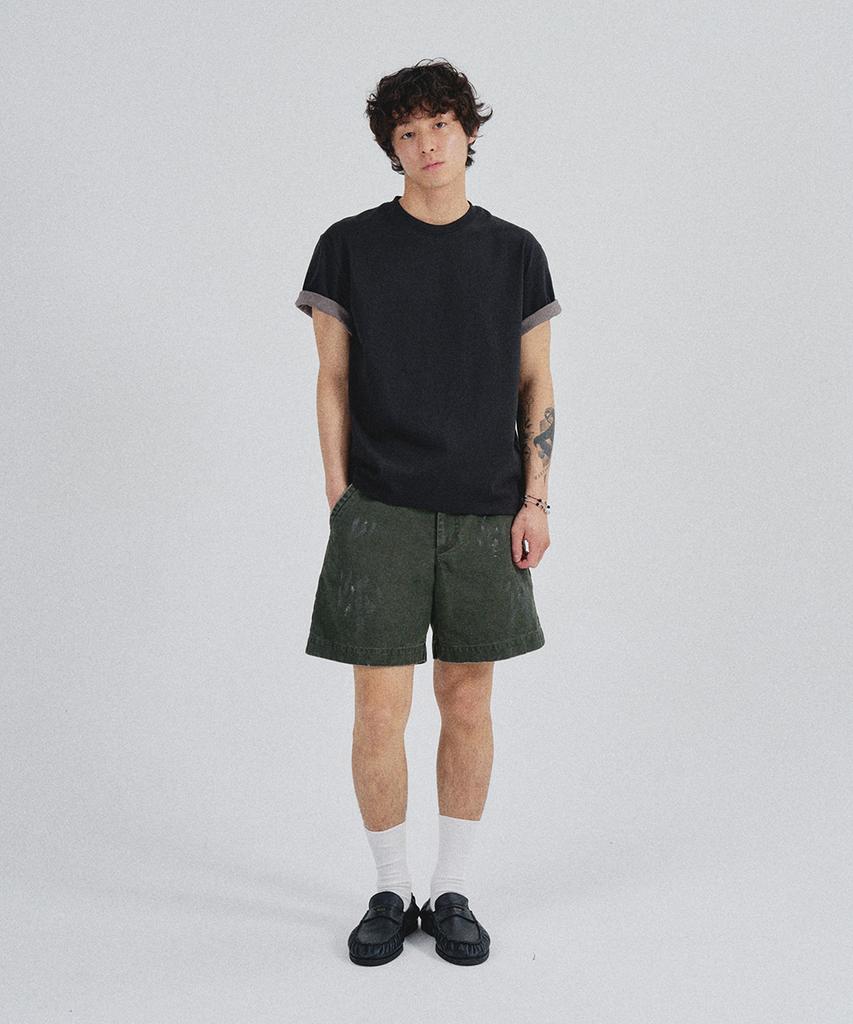 SLOWACID Sa Refined Flip-Cuff Semi-Crop Tee [Black]