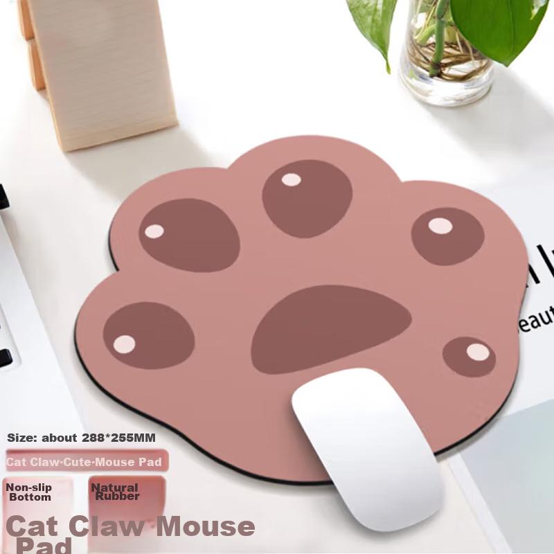 Mouse Pad, Office Mouse Pad, Cat Paw Mouse Pad, Creative Cartoon Design, Non-Slip Bottom, Washable, Portable Laptop Mouse Pad, Cat Paw Series, Brow