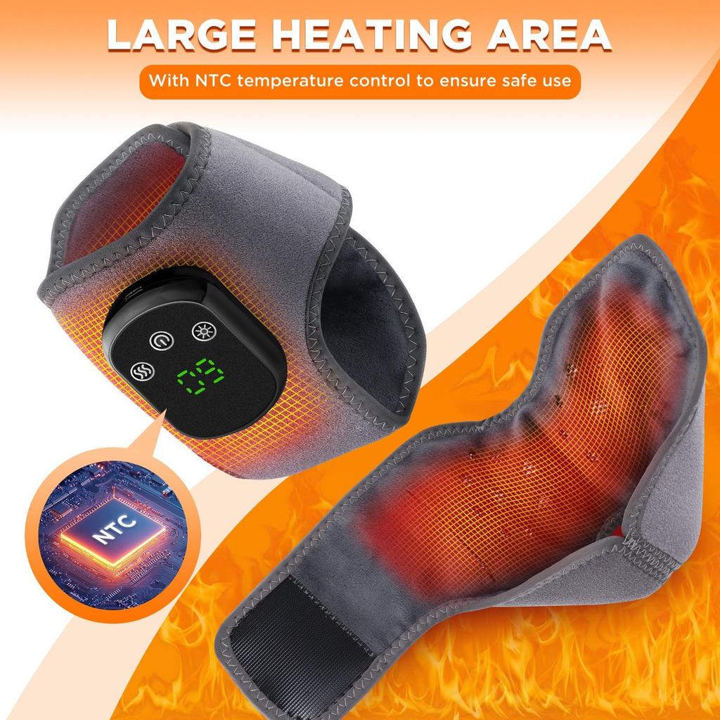 3-in-1 Foot Massager with 5 Heat Levels Portable Rechargeable Cordless Heated Ankle Wrap with 3 Vibration Modes