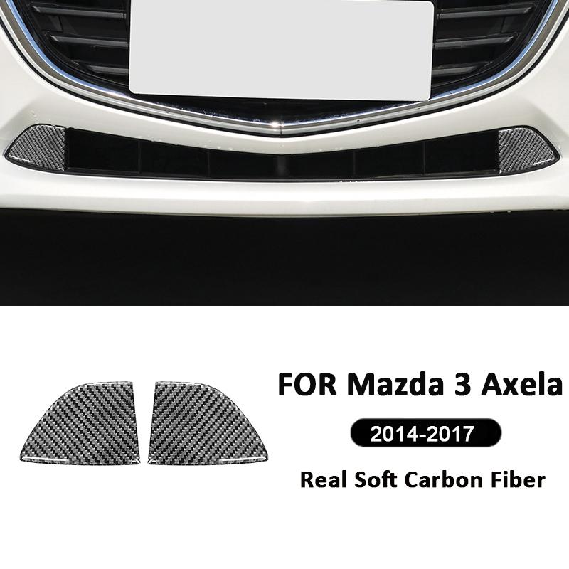 Carbon Fiber For Mazda 3 Axela 2017-2018 Car Front Bumper Triangle Panel Trim Cover Decoration Sticker Exterior Accessories