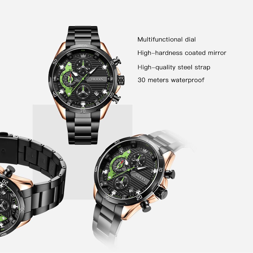 OLEVS Exclusive Quartz Watches for Man Stainless Steel Chronograph Waterproof Men's Watches Luxury Fashion Man Dress Watch 2993