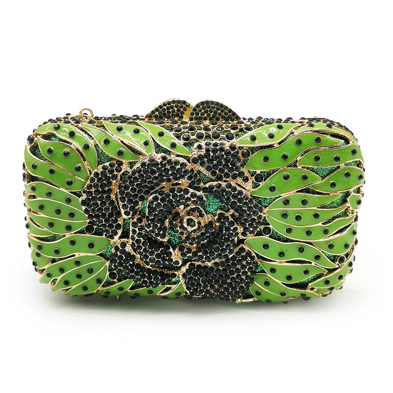 Flower Evening Bags Purse Luxury Crystal Wedding Handbags Formal Clutch Bag Women Bridal Party Purses Lady Diamond Minaudiere