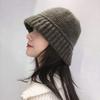Autumn and winter versatile face small wool hat warm ear protection big head circumference bucket knitted wool hat women