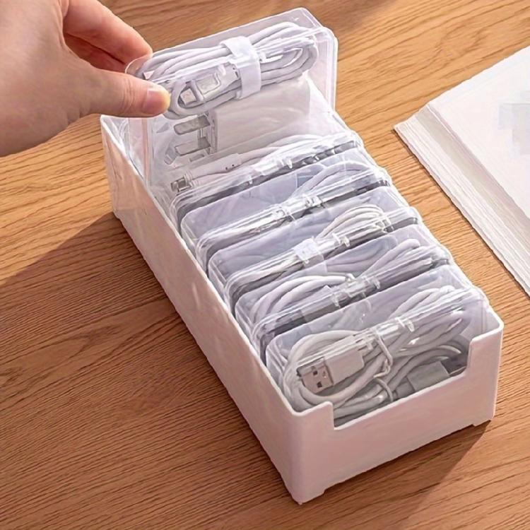 Cutie de Management Cabluri Cutie de Depozitare Cabluri de Date cu Capac Rezistent la Praf Cutie de Depozitare Cabluri cu 7 Compartimente Detașabile Cutie