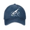Acoustic Guitar Sketch Vintage Washed Baseball Cap Adjustable Outdoor Casual Sun Hat