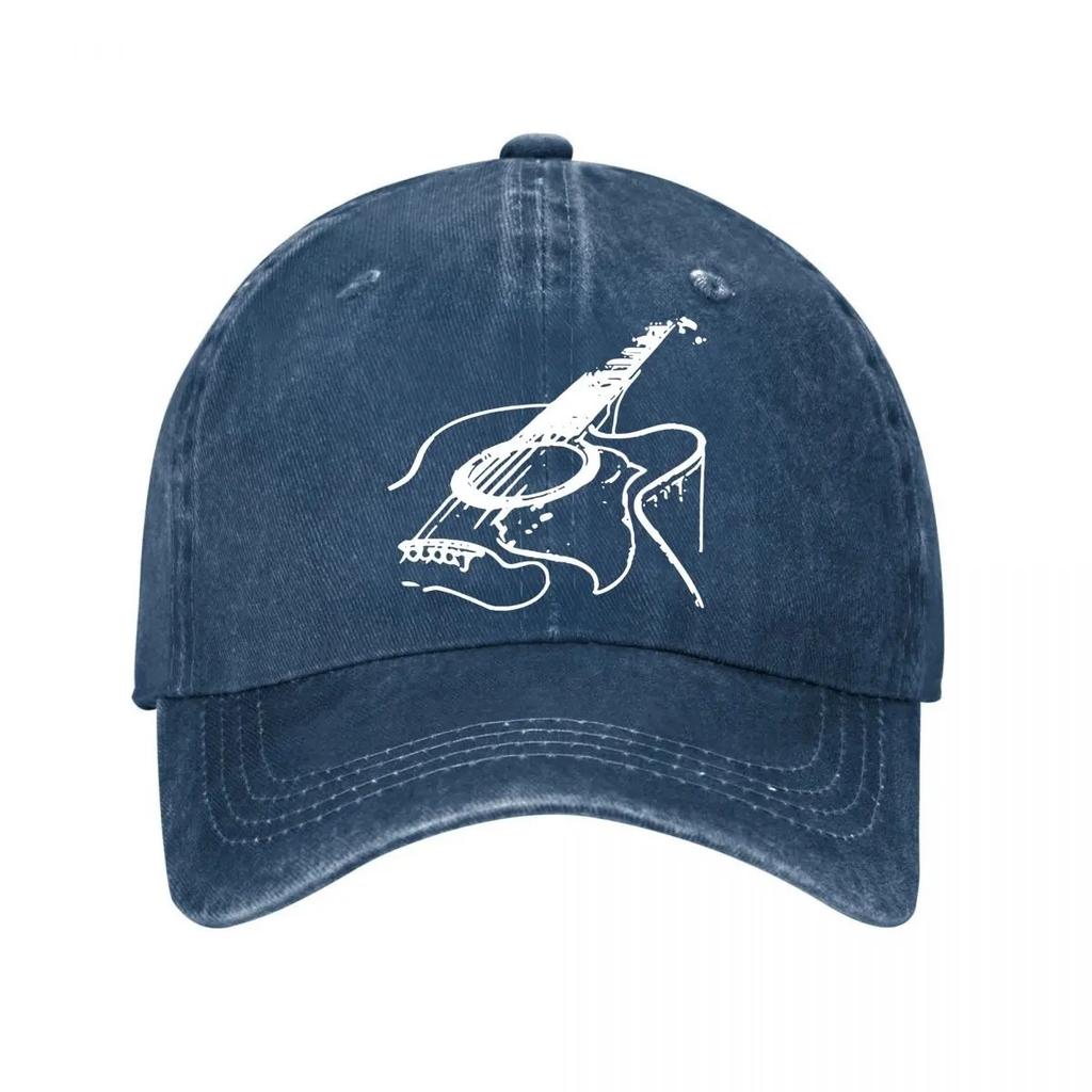 Acoustic Guitar Sketch Vintage Washed Baseball Cap Adjustable Outdoor Casual Sun Hat