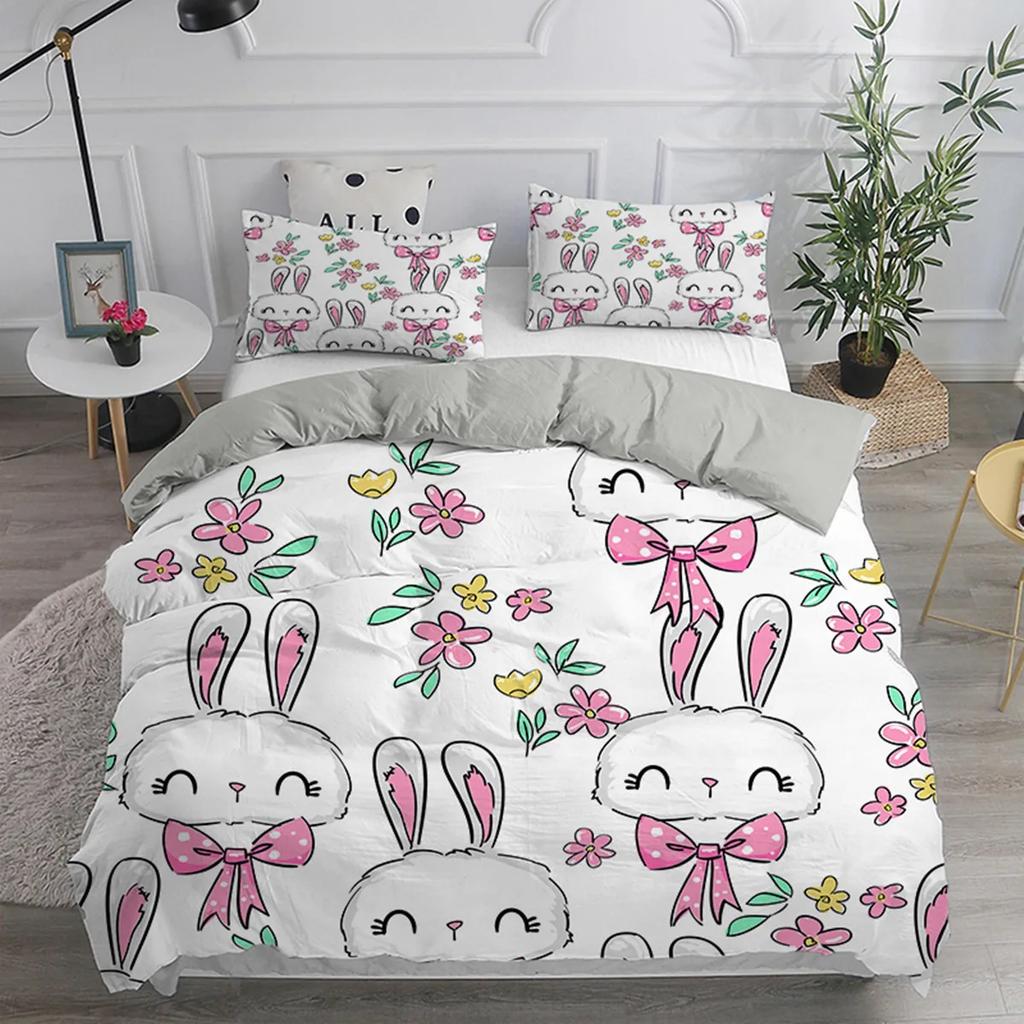 Comforter Cartoon Rabbit For Children Girl Boy Gift Bunny Polyester Cartoon Animals Theme For Bedroom Decorations
