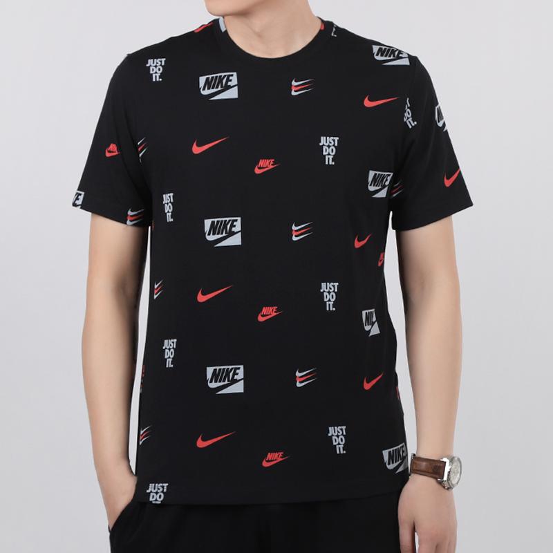 Nike All-Over Logo Print Casual Sport Short Sleeve T-Shirt Men Tops Black CV8963-010