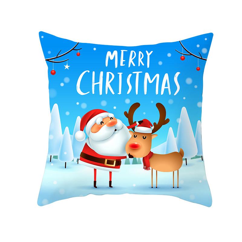 Weihnachtsmann Schneemann Elch Kissenbezug Festlich Zuhause Sofa Kissen Kissenbezug
