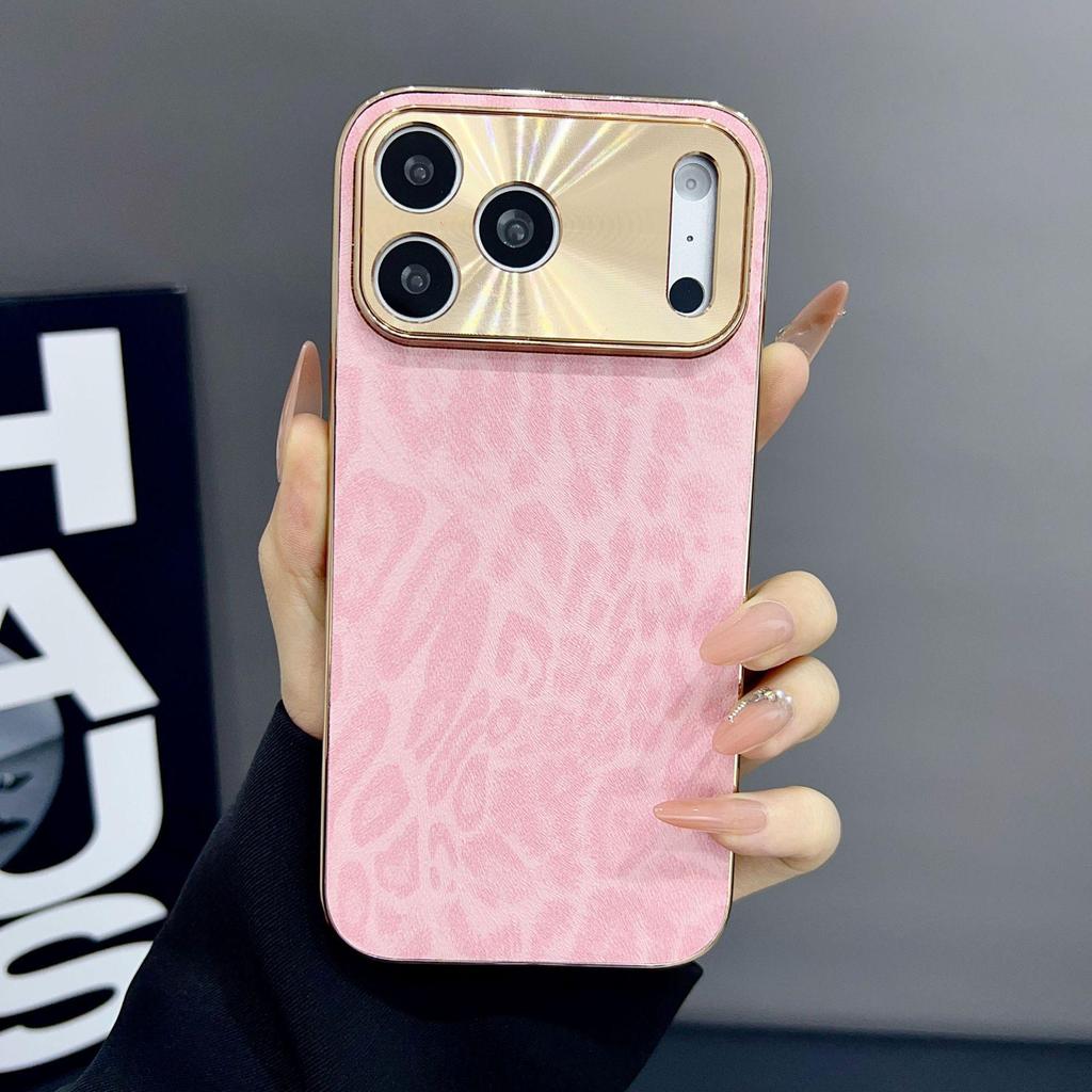 Leopard Print Electroplated iPhone 12/13/14 ProMax Case, Anti-fall Cover