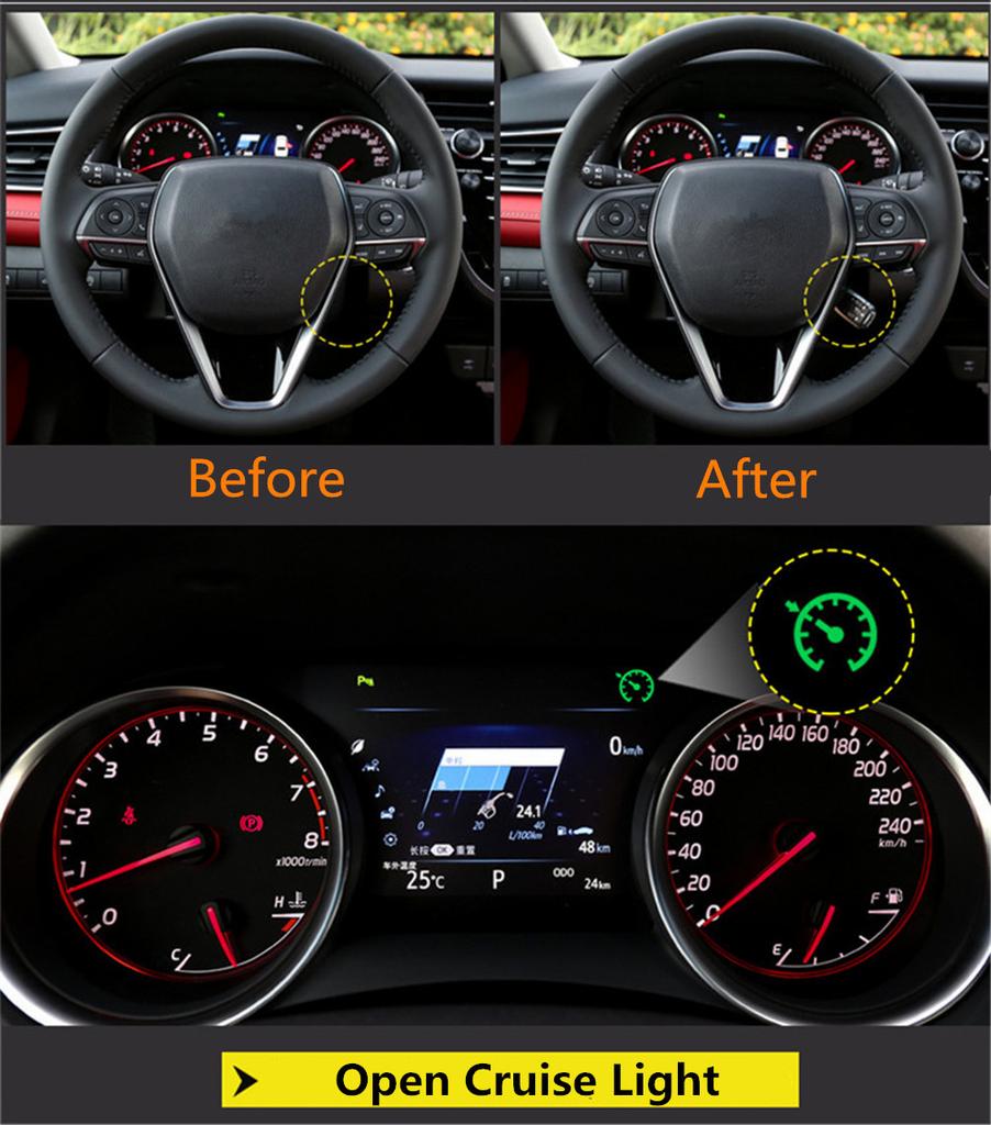 Blue LED Black Cover 45186-06210-C0 + Cruise Control Switch 84632-34011 84632-0F010 For Toyota Steering Wheel Cover