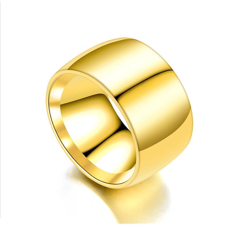 

HNSP 12MM Wide Smooth Stainless Steel Ring For Men Male Finger Zircon Accessories Gold copper Black Color 8 золотой