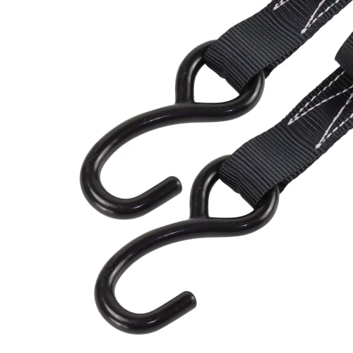RIDE-FIELD Lashing Belts, Ratchet Type with Hooks, Set of 2, Secures Cargo, Prevents Slippage, Black (3m)