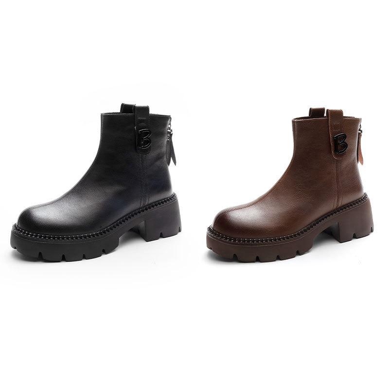Autumn and Winter Shoes Women's Thick-soled Boots Plus-size High-heeled Ankle Boots