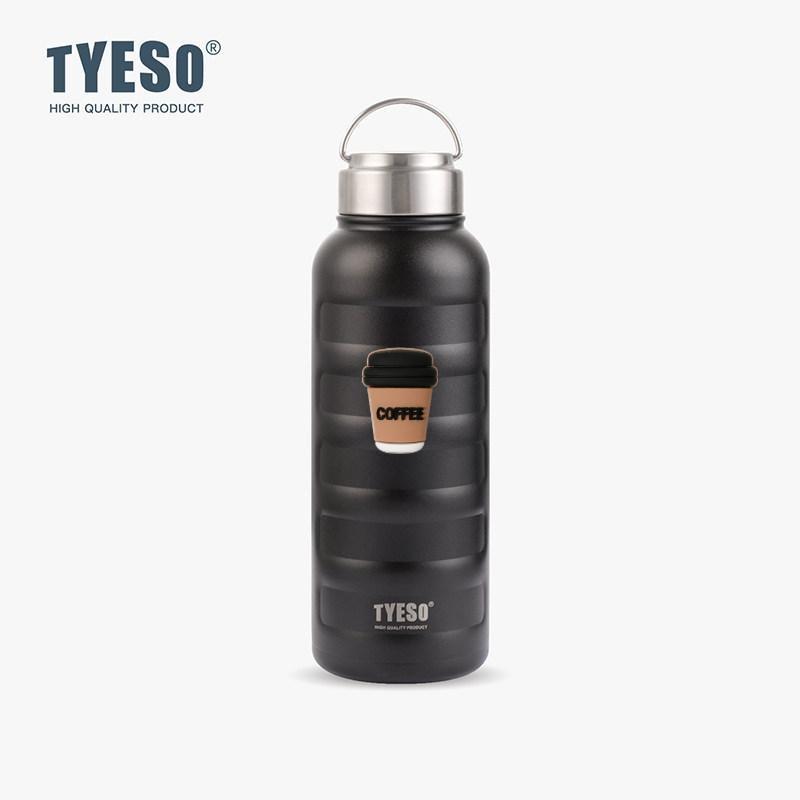 Tyeso 1000ml Large Capacity Vacuum Flasks Stainless Steel Thermos Mug Thermal Tumbler Drinks Cup Water Bottle Portable Thermoses with Coffee Sticker