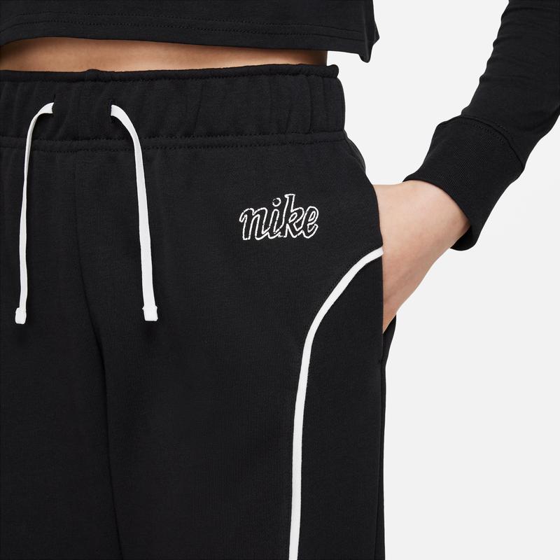 Nike Logo Print Casual Drawstring Cuffed Knit Joggers Kids Bottoms Black DQ8877-010