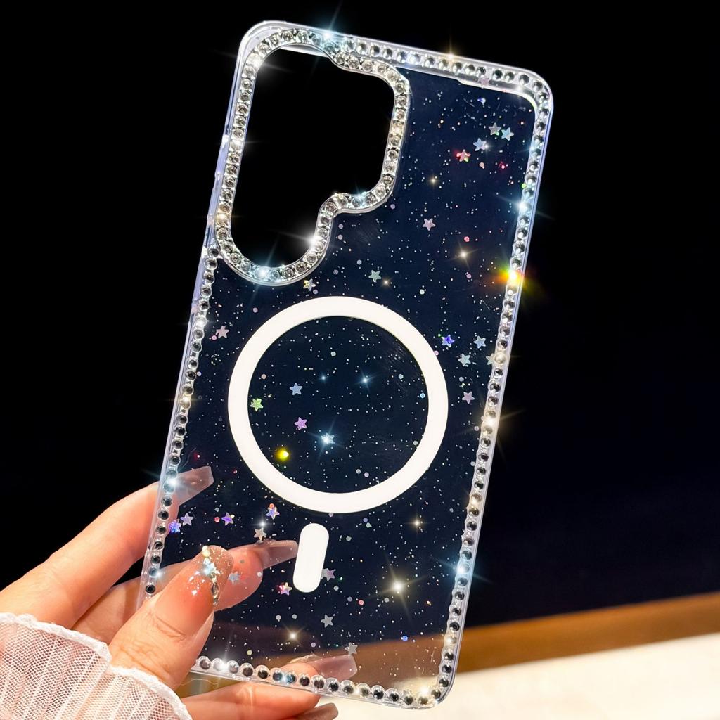 Samsung S11Ultra flash diamond IMD strong magnetic mobile phone case S11FE flash powder laser love S11 protective case