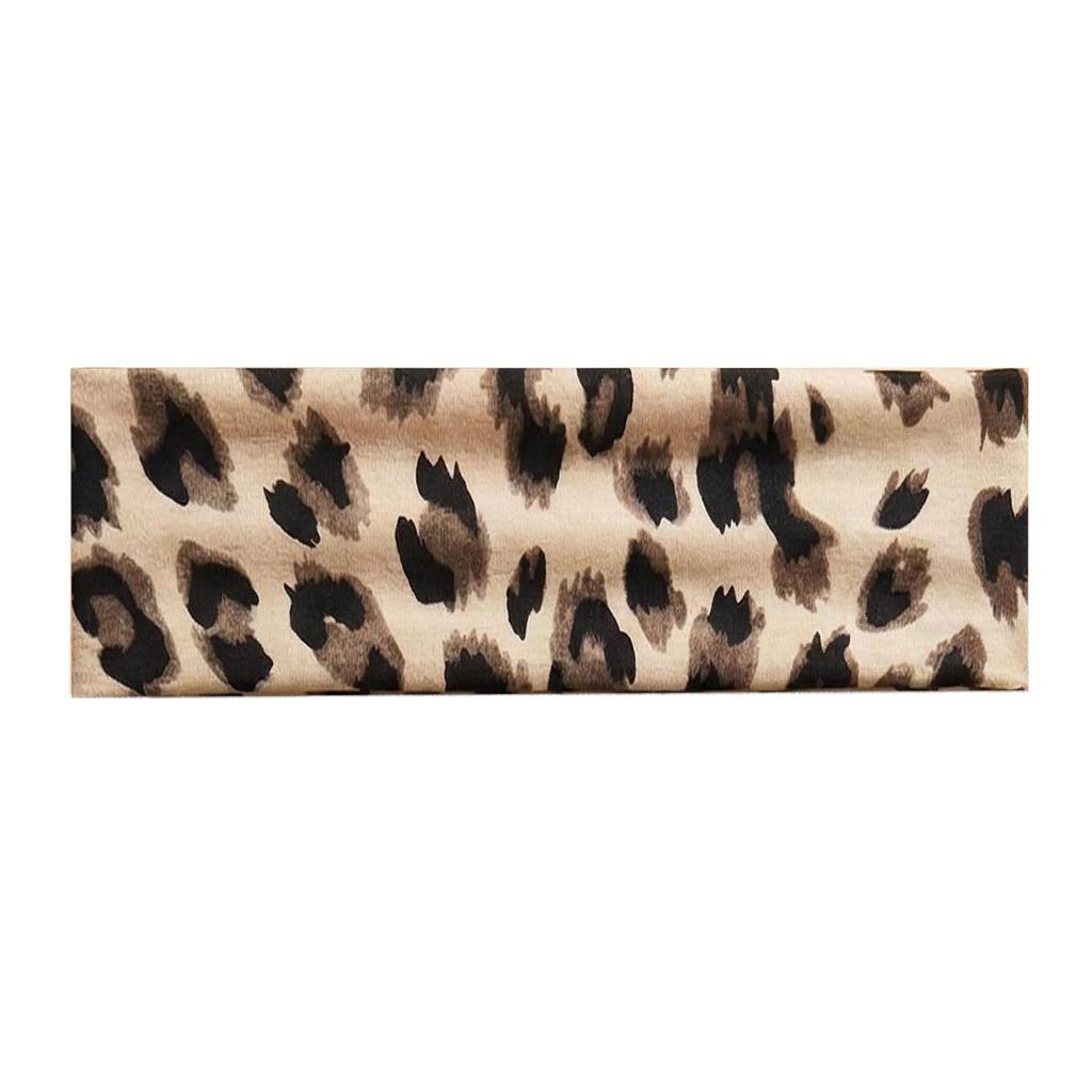 Leopard Print Wide Elastic Sports Headband - Sweat-Absorbing Yoga & Fitness Headband for Women
