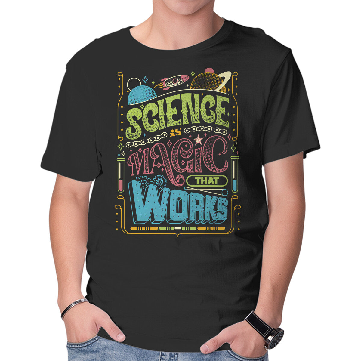 Unisex Crew Neck T-Shirt Magic But Real Graphic Short Sleeve Casual Tee XL