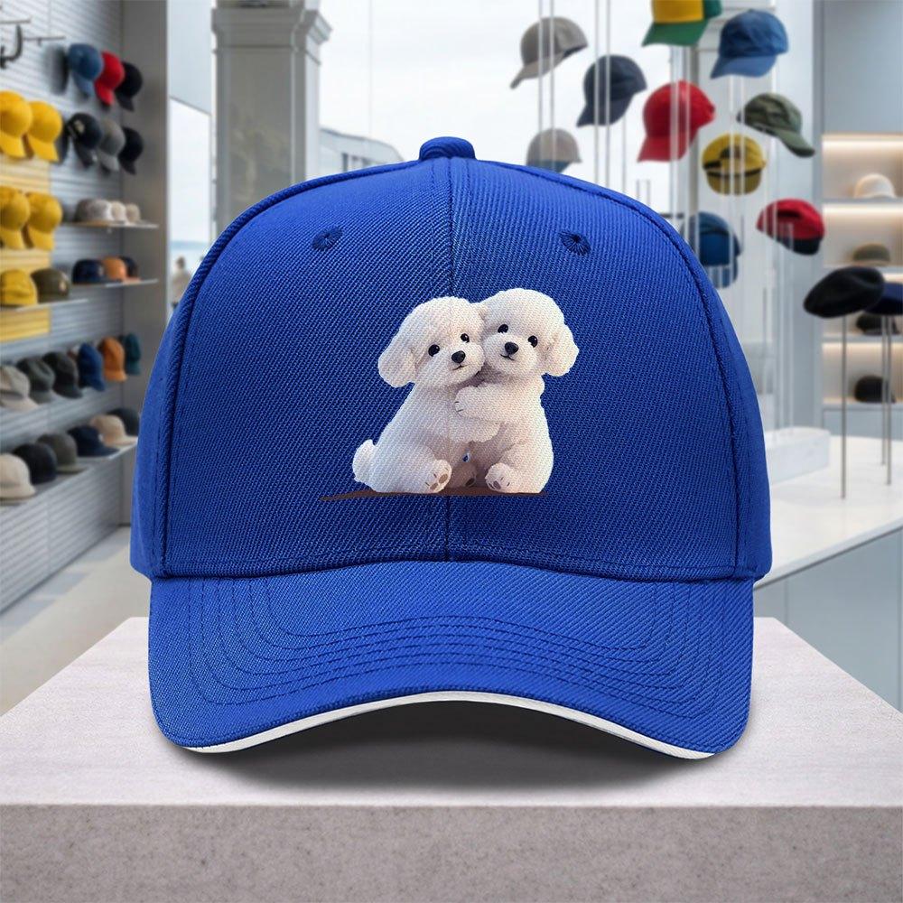 Bichon Frise Hug Pattern Adjustable Baseball Cap for Weddings Parties Festivals Bachelorette Multiple Colors