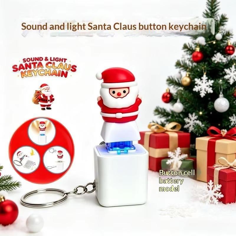 Voice Function Light Up Santa Claus Keychain Soft Stress Relief Key Ring Perfect for Xmas Giveaways Stocking Stuffers