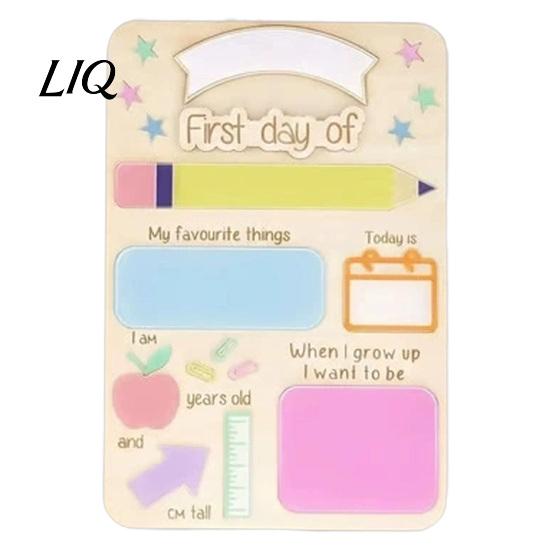 Kitchen Memo Board First Day of School Sign, Reusable Wooden Chalkboard Sign for Kids, Back Farmhouse Decor Blackboard to Decorations Supplies